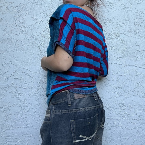 Y2k Patterned Striped Glittery Shirt - Picture 6 of 9